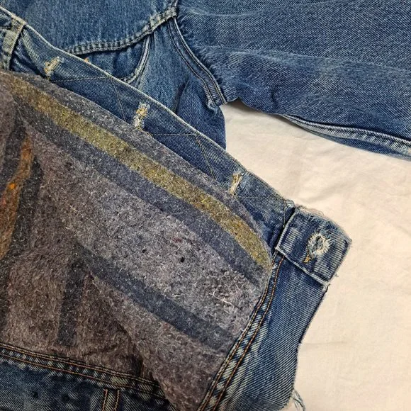 Vintage Storm Rider Lee Jean Jacket Men 46 Long Union Made Blanket Lined Denim - Picture 7 of 15